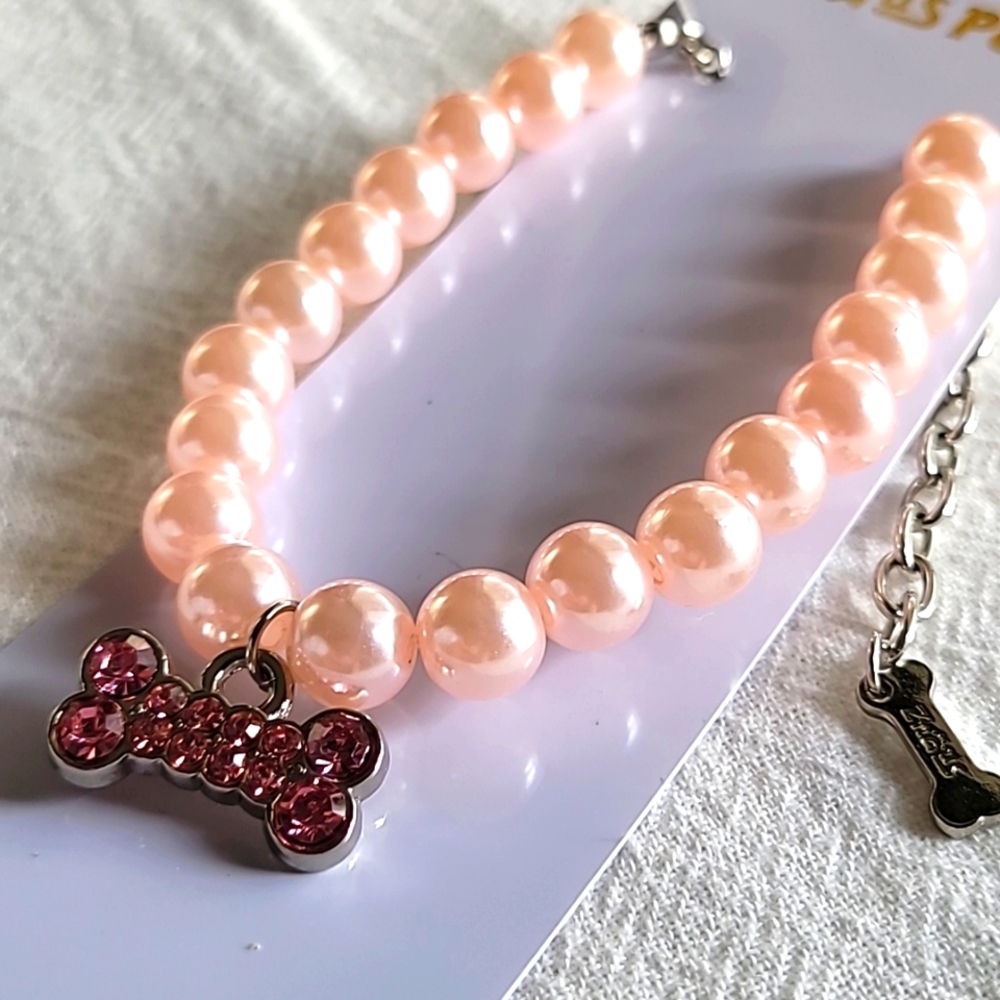 MEDIUM Rhinestone Bone Pendant Pet Necklace